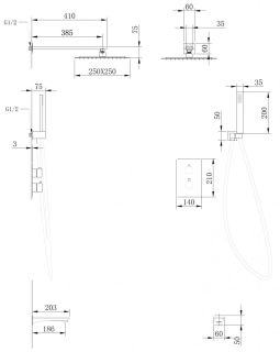 Душевая система ABBER Weiss Insel с термостатом чёрный матовый AF8050B